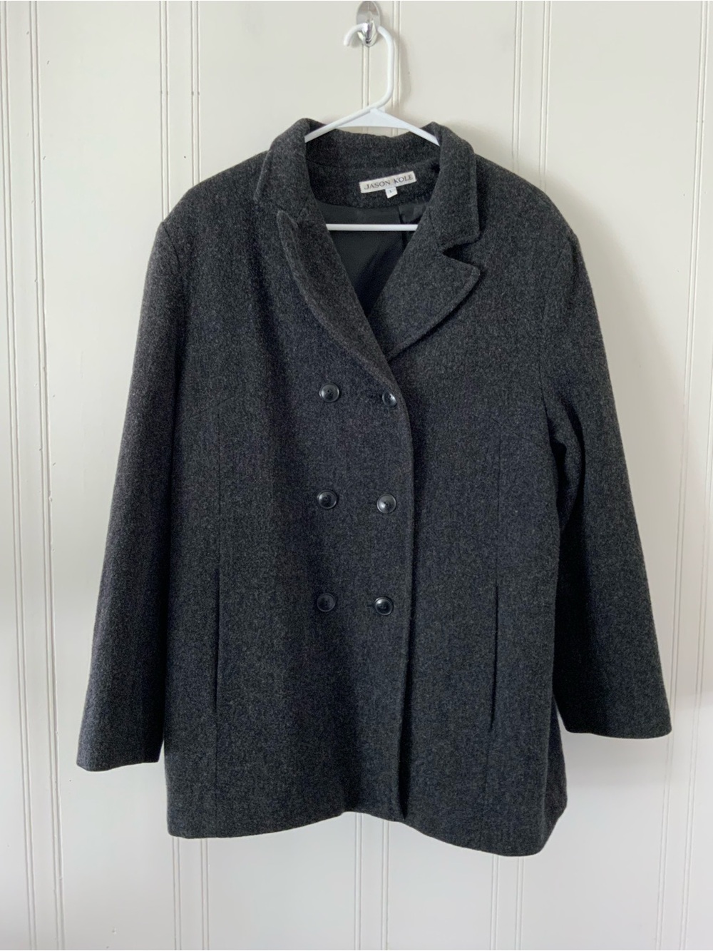 Jason Kole Charcoal Double-Breasted Pea Coat